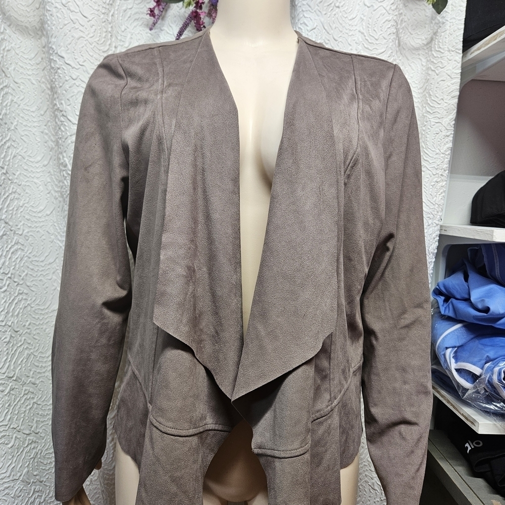 Premise Tan Waterfall Blazer with Soft Suede Texture